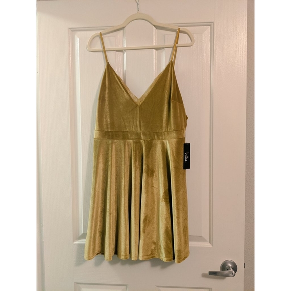 mustard yellow velvet dress